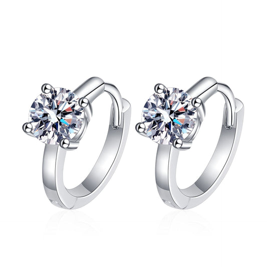 Four Claw Round Moissanite Earrings 1.0ct