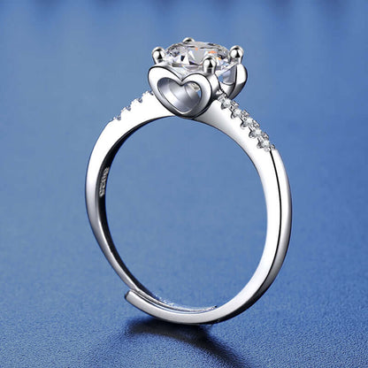 Four Claw Square Heart 1.0ct Moissanite Ring