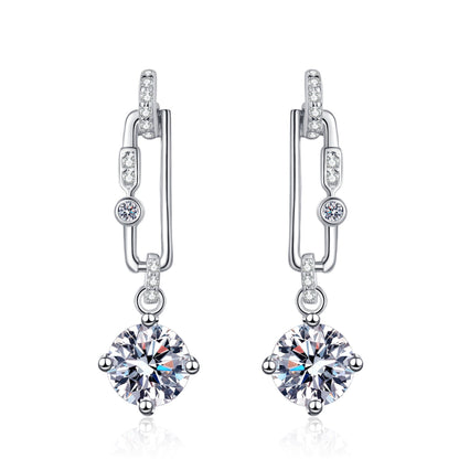 Paperclip Tassel Moissanite Earrings