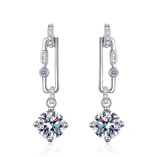 Paperclip Tassel Moissanite Earrings