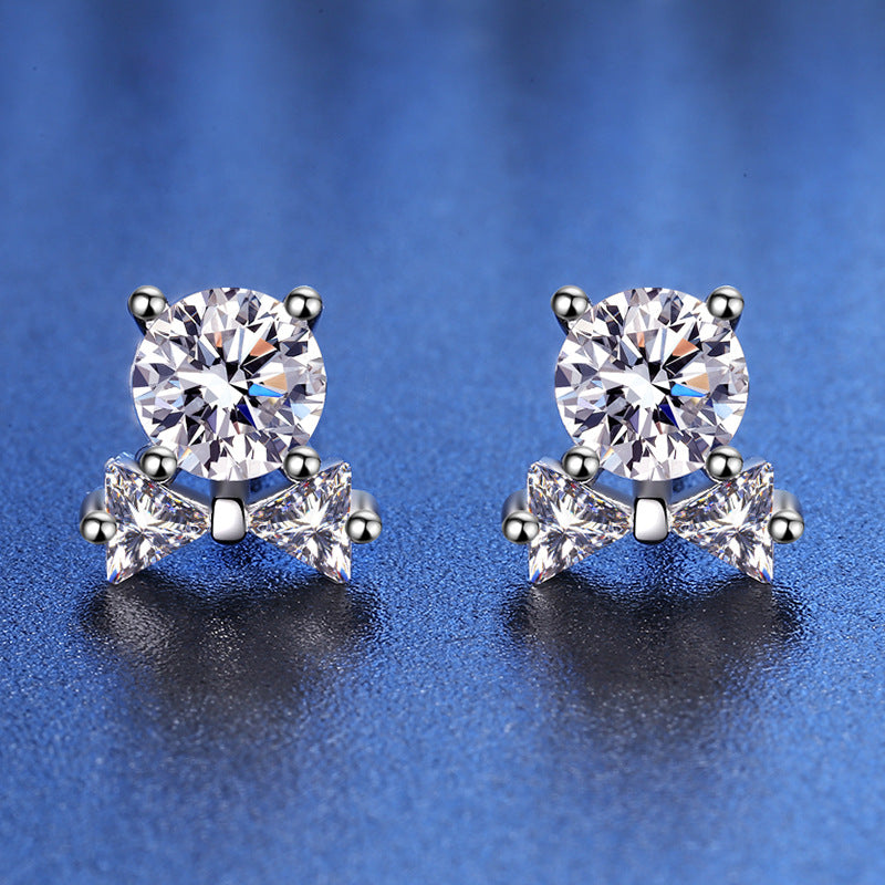 Six Claw Bow Moissanite Earrings 0.5ct