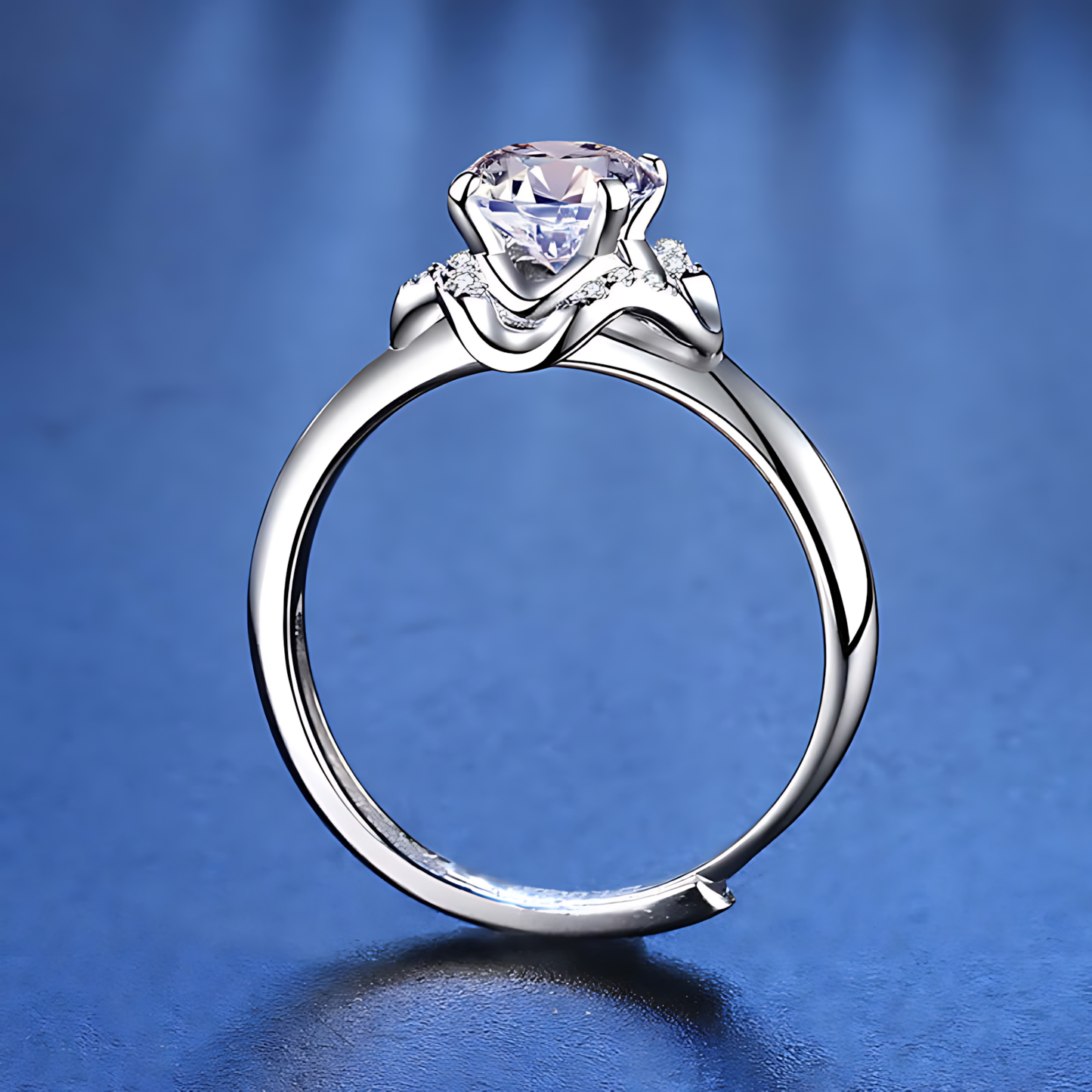 Eight Hearts and Eight Arrows Flower Moissanite Ring