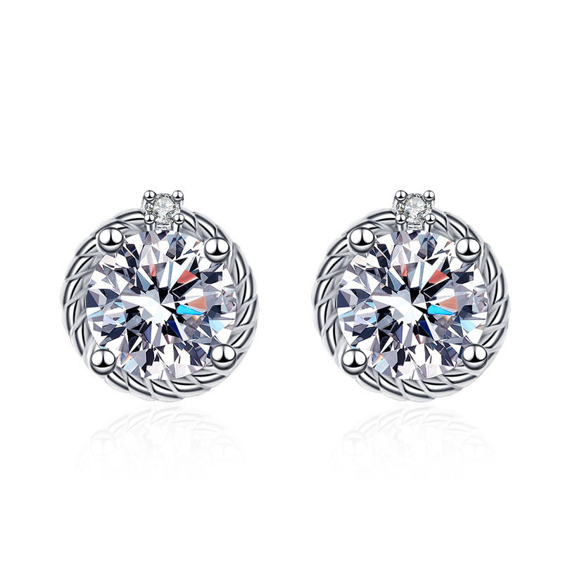 Wind and Fire Wheel Moissanite Stud Earrings 0.5ct