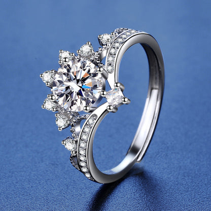 Princess Crown 1.0ct Moissanite Ring