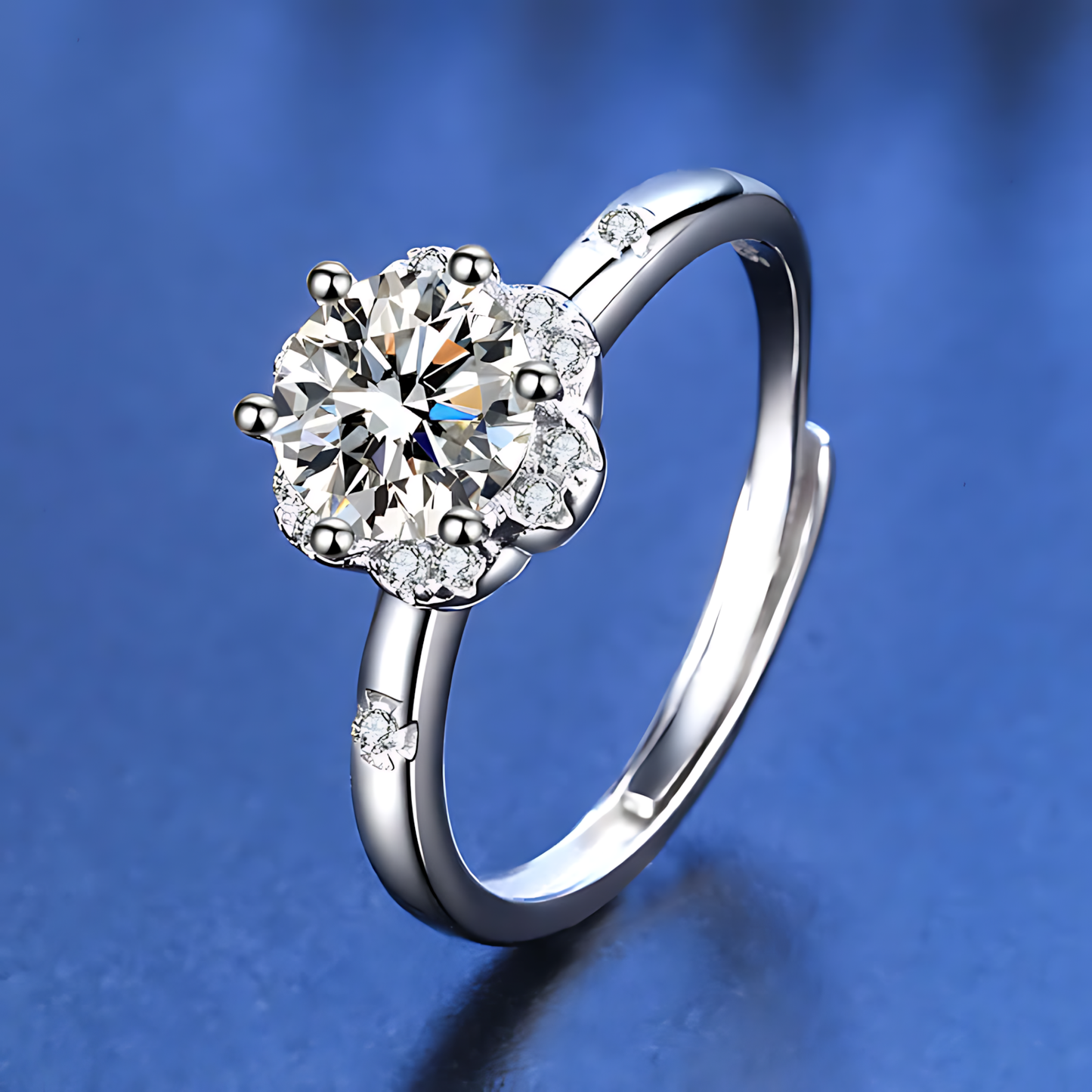 Classic Flower Circle Moissanite Ring 1.0ct