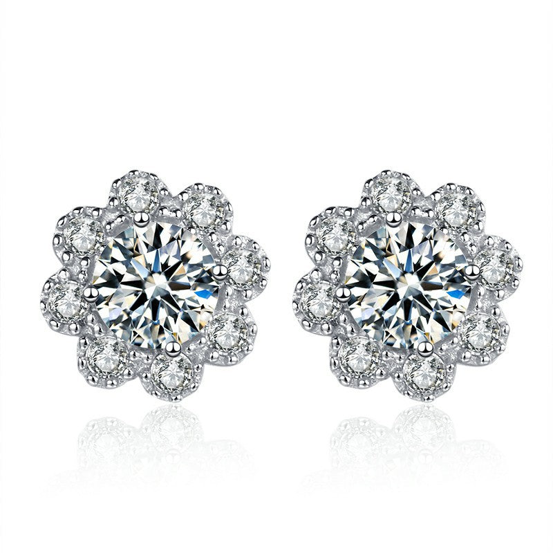 Floral Moissanite Stud Earrings