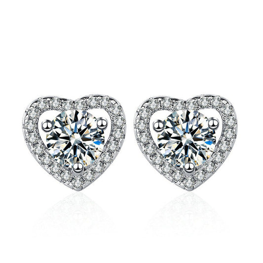 Four Claw Heart Moissanite Stud Earrings 0.5ct