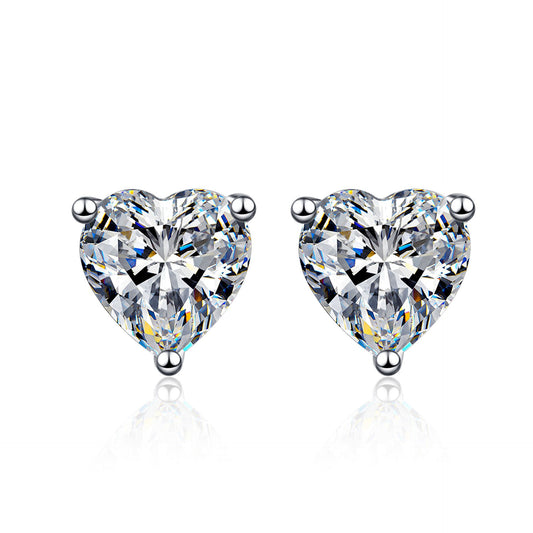 Simple Heart 1.0ct Moissanite Earrings