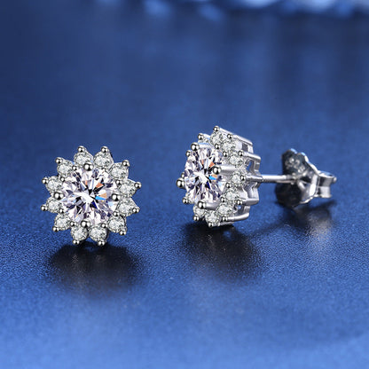 Sunflower Moissanite Stud Earrings 0.5ct