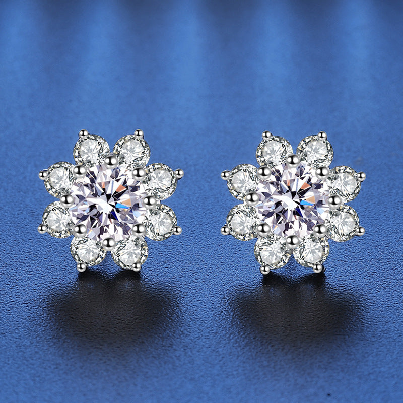 Octopus Sunflower Moissanite Diamond Earrings