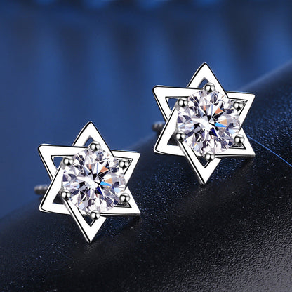 Diamond Pentagram Moissanite Earrings 0.5ct