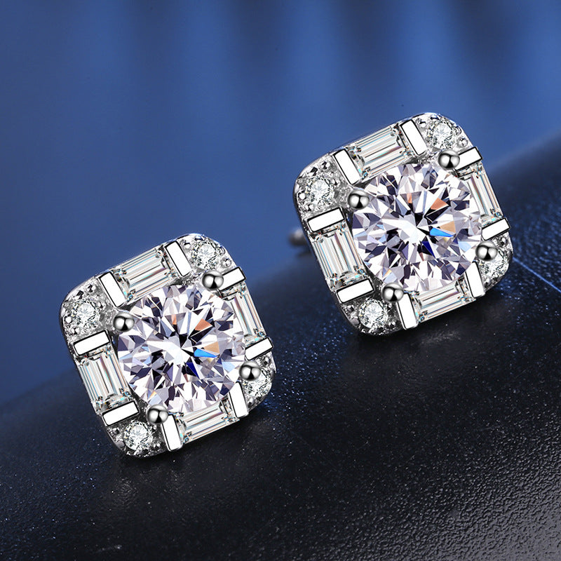 Square Moissanite Stud Earrings 0.5ct