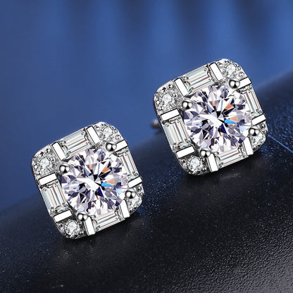 Square Moissanite Stud Earrings 0.5ct