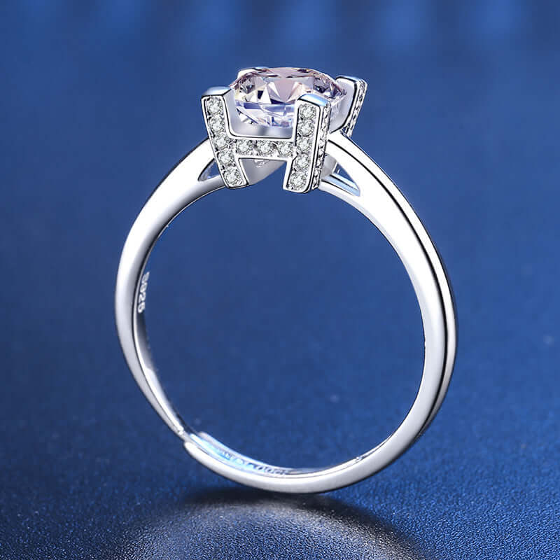 Letter H Square Moissanite Ring 1.0ct