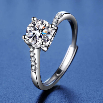 Four Claw Square Heart 1.0ct Moissanite Ring