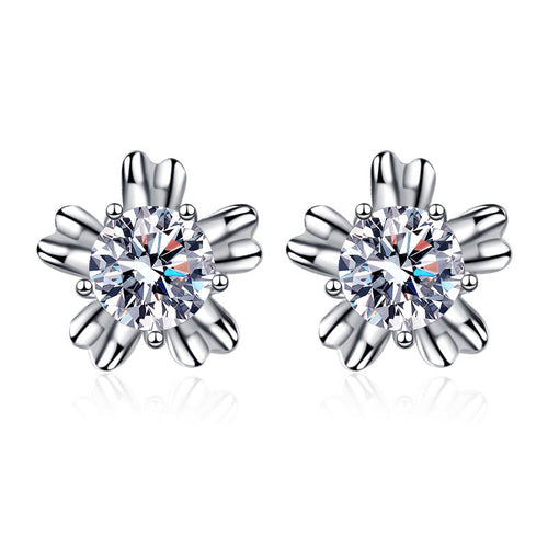 Flower Moissanite Stud Earrings 0.5ct