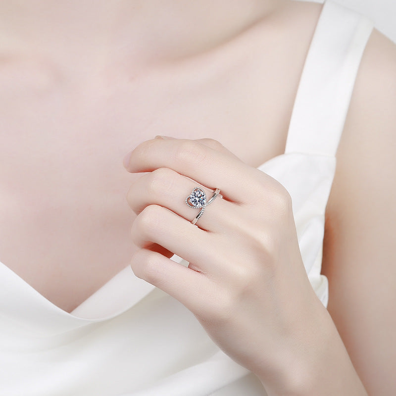 Moissanite Heart Love Ring 1.0ct