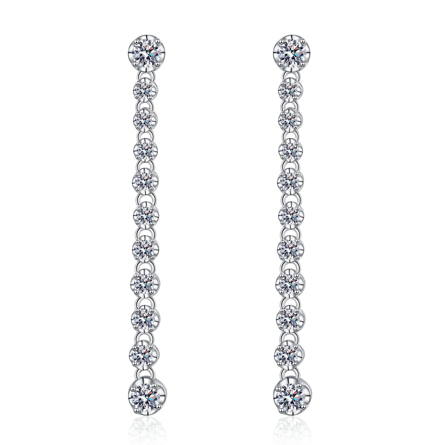 Single Wire Long Moissanite Earrings 1.18ct