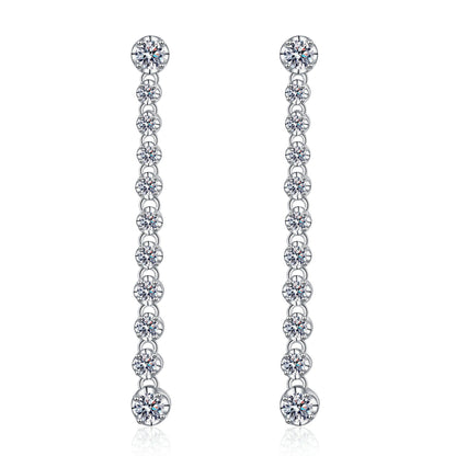 Single Wire Long Moissanite Earrings 1.18ct