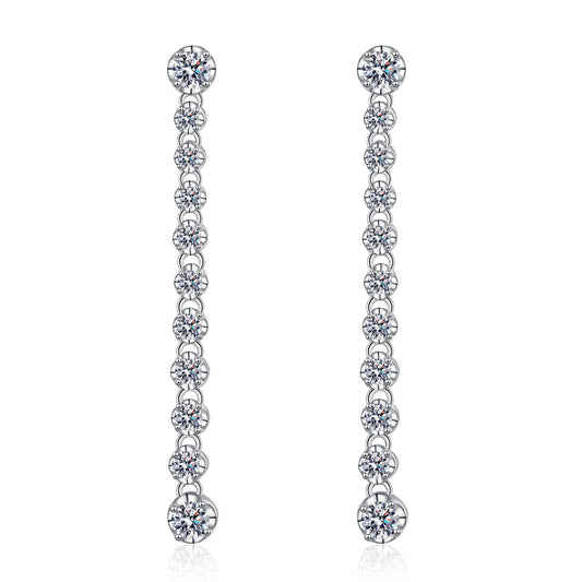 Single Wire Long Moissanite Earrings 1.18ct