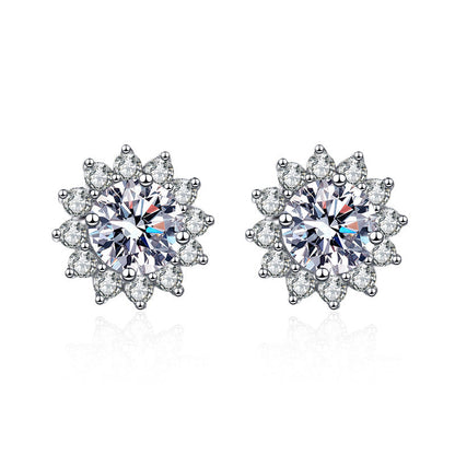 Sunflower Moissanite Stud Earrings 0.5ct