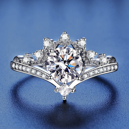 Princess Crown 1.0ct Moissanite Ring