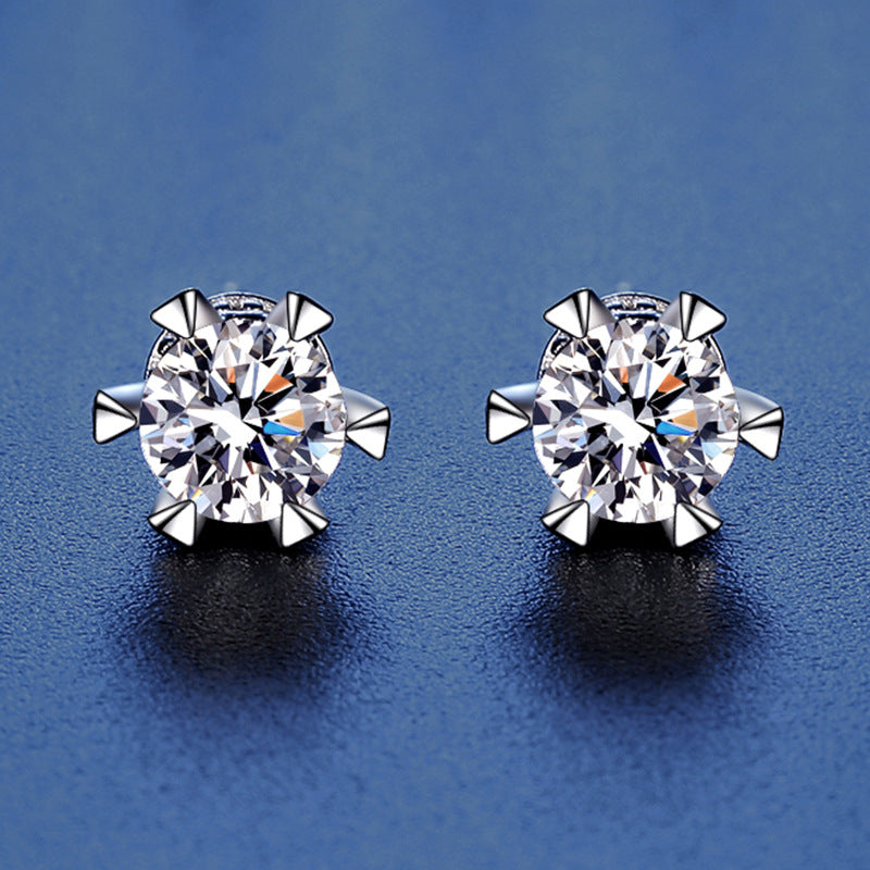 Six Claw Moissanite Stud Earrings 0.5ct