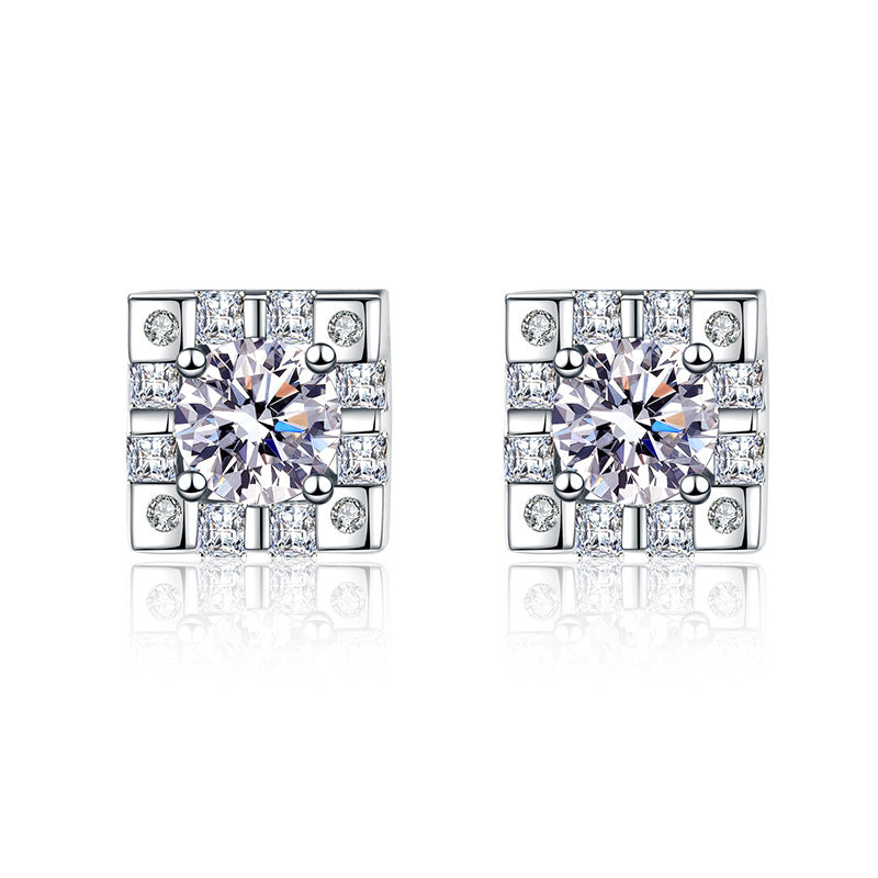 Square Four Claw Moissanite Earrings