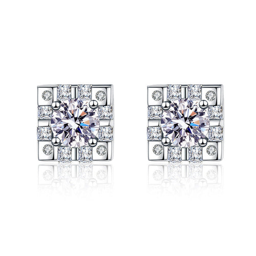 Square Four Claw Moissanite Earrings