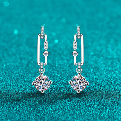 Paperclip Tassel Moissanite Earrings