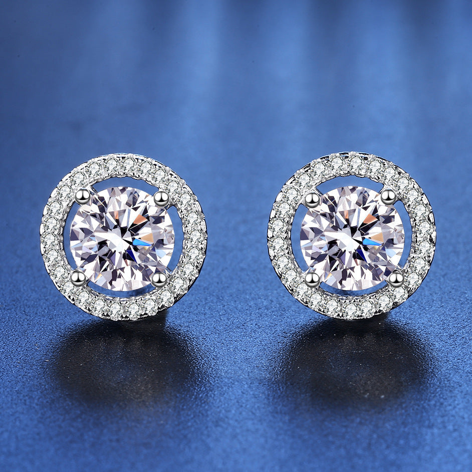 Silver Hollow Moissanite Stud Earrings 0.5ct