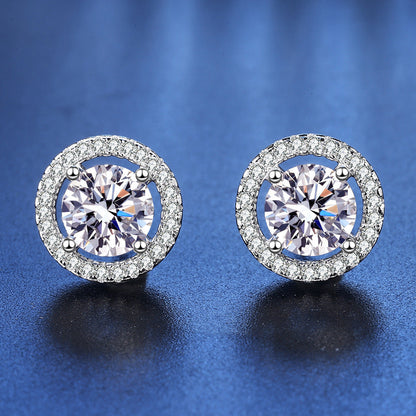 Silver Hollow Moissanite Stud Earrings 0.5ct