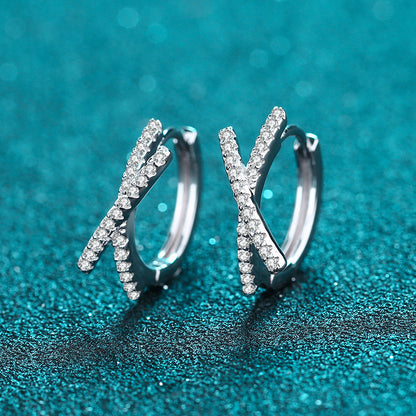 Letter X Moissanite Huggie Earrings