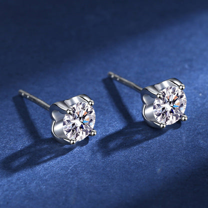 Silver Four Claw Moissanite Earrings 0.5ct