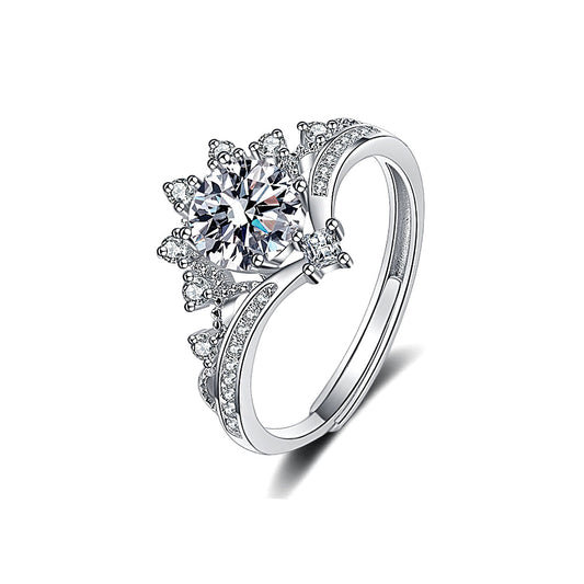 Princess Crown 1.0ct Moissanite Ring