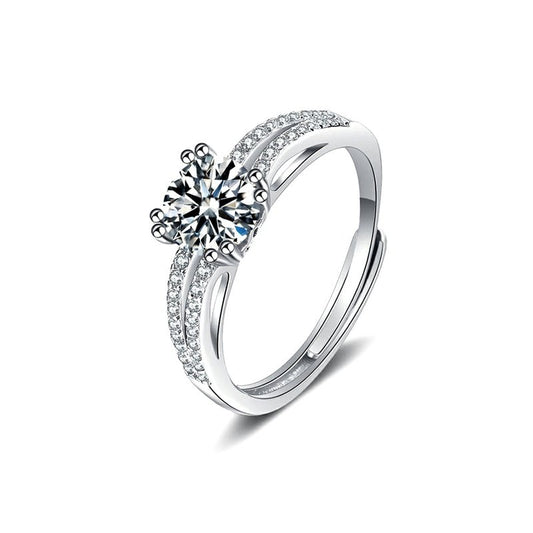 Silver Double Row 1.0ct Moissanite Ring