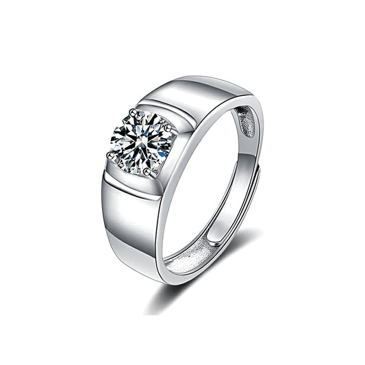 Silver Moissanite Men's Ring 1.0ct