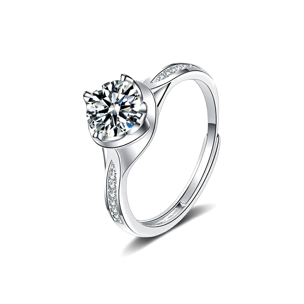 Oval Cut Flower Bud Moissanite Ring 1.0ct